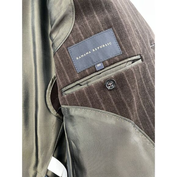 Banana Republic 38S Chalk Stripe Flannel 100% Cotton Stretch Tweed Suit Jacket - Picture 10 of 13